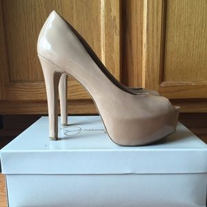 Jessica patent leather nude platforms