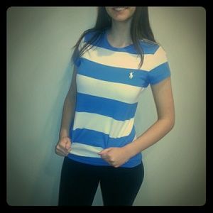 Ralph Lauren blue and white stripe top