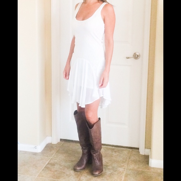 White mesh and shiffon dress