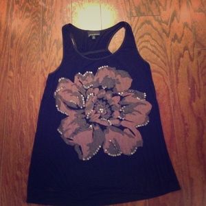 Black flower tank top