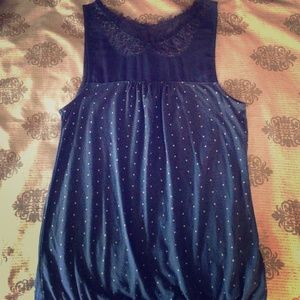 Navy blue polkadot tank top