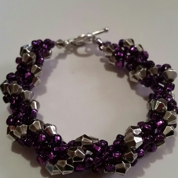 Punk Rock Purple and Silver Bracelet