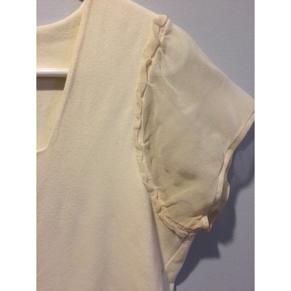 Vintage Cream Top with Sheer Sleeves - Picture 3 of 3