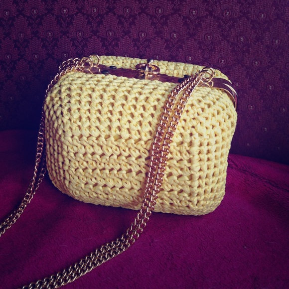 Small Yellow Woven Vintage Purse