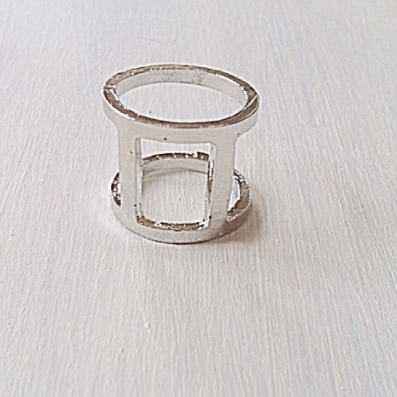 Structure two bar Gemini ring silver or gold alloy