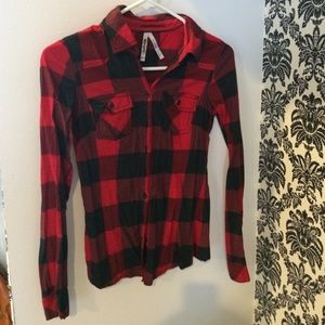 Red and black flannel button up