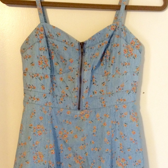 Forever 21 Rosette Print Chambray Dress