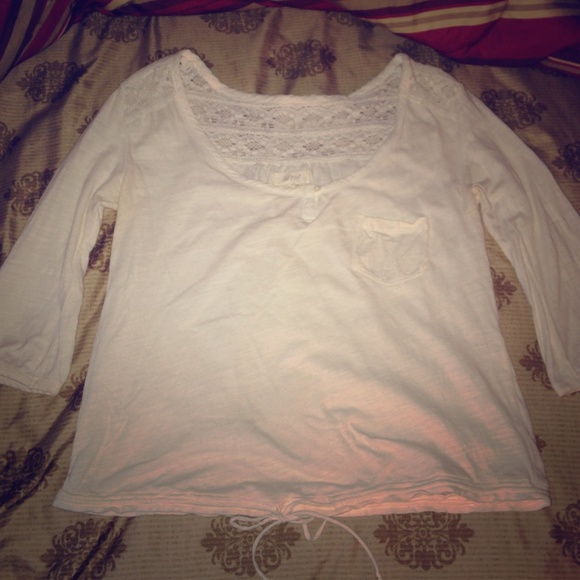 Cream colored three quarter length