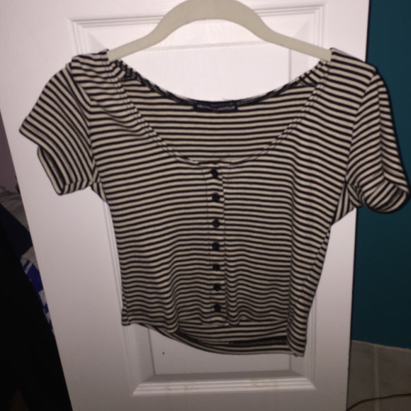 Brandy Melville Tops Brandy Melville Black And White Stripe Crop Top Poshmark