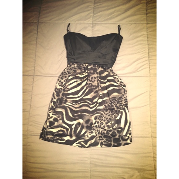 Strapless zebra patterned dress