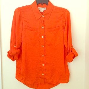 Michael Kors Petite High Low Button Down
