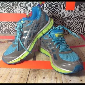 ASIC  blue lime green running sz6 womens