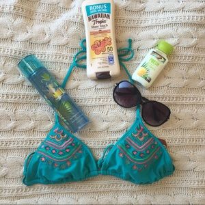 Turquoise Beaded Bikini Top