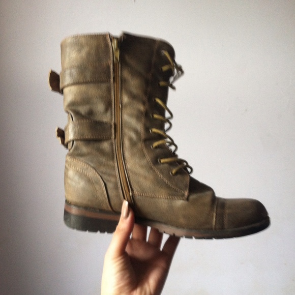 Tan combat boots