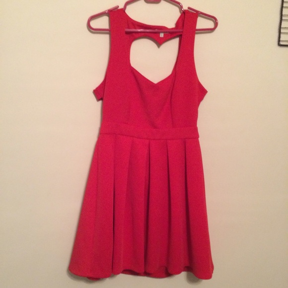 Bright red a line dress with heart back