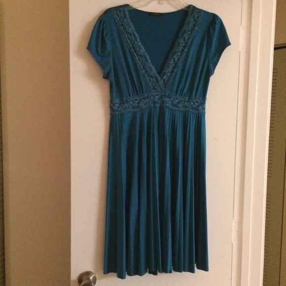 Teal pleated dress