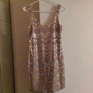 Nude and sparkle body con dress