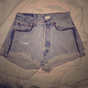 Vintage Levi denim shorts with studs