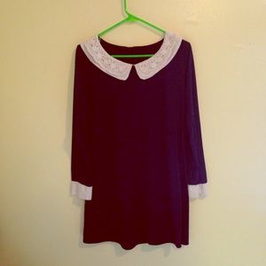 Navy blue Peter Pan collared dress 🐠