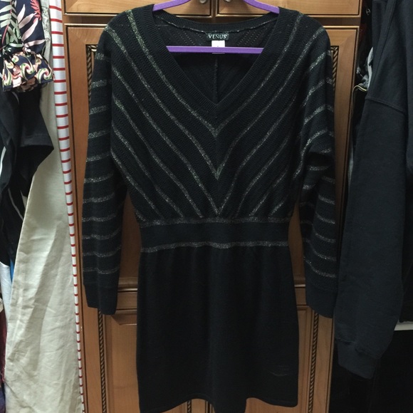 Venus gold and black knit dress