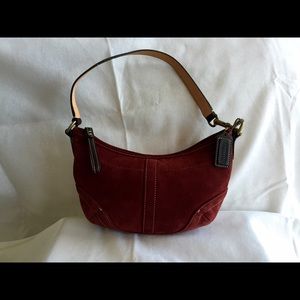 Coach Burgundy wine suede & leather evening purse.