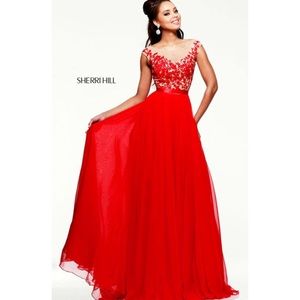 Sherri hill red prom dress size 0-2