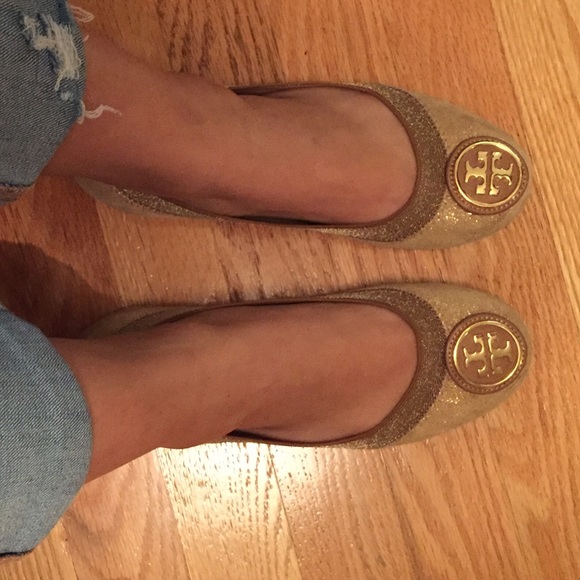 Tory Burch Metallic Suede Ballet Flats