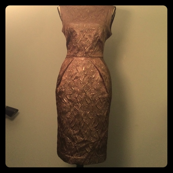 Antique Gold Banana Republic Jacquard Dress