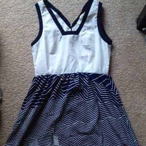 Blue and white dress