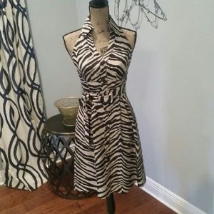 Brown and tan linen dress