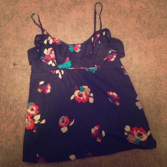 Navy blue Flowered crop top