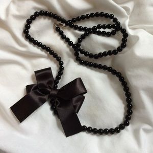 🔖SOLD🔖Black pearls ribbon necklace