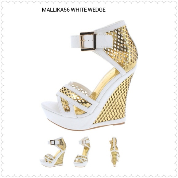 Liliana Shoes - White/Gold Mallika Wedges