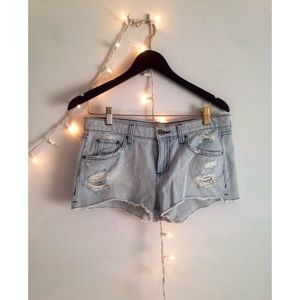 Strippy denim shorts