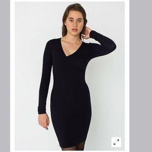 Cotton spandex jersey long sleeve criss-cross dres