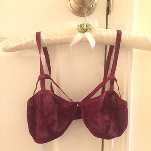 Red lace strappy bralette