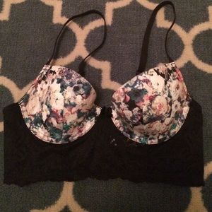🌻Black and floral corset bra
