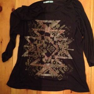 Black and green tribal shirt with studs