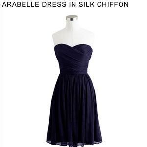 J. Crew Silk Chiffon Bridesmaid Dress Newport Navy
