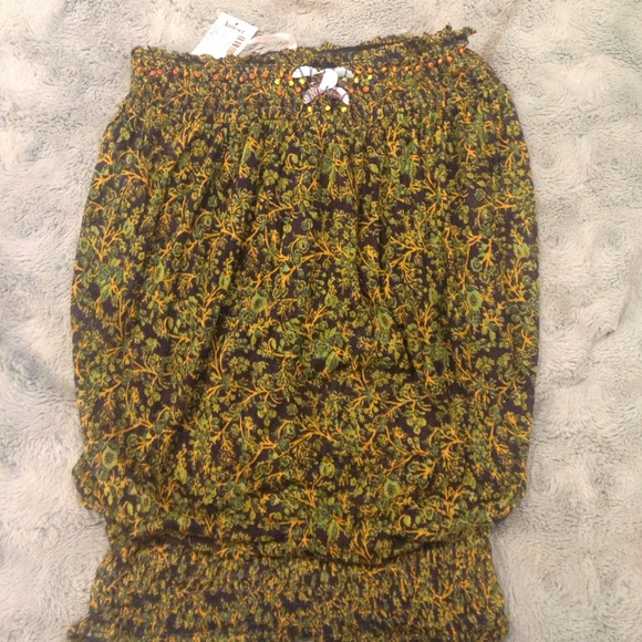 Free People blouses strapless/ pretty fabric top M - Picture 2 of 4