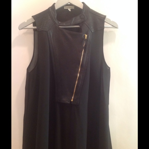 Black Sheer Vest Jacket with Faux Leather Trim - Picture 3 of 4