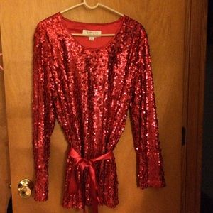 Red sequin top