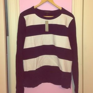 J.Crew navy and white striped sweatshirt