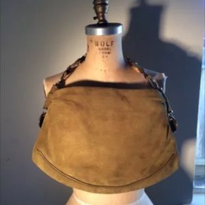 YSL YVES SAINT LAURENT suede rive gauche handbag