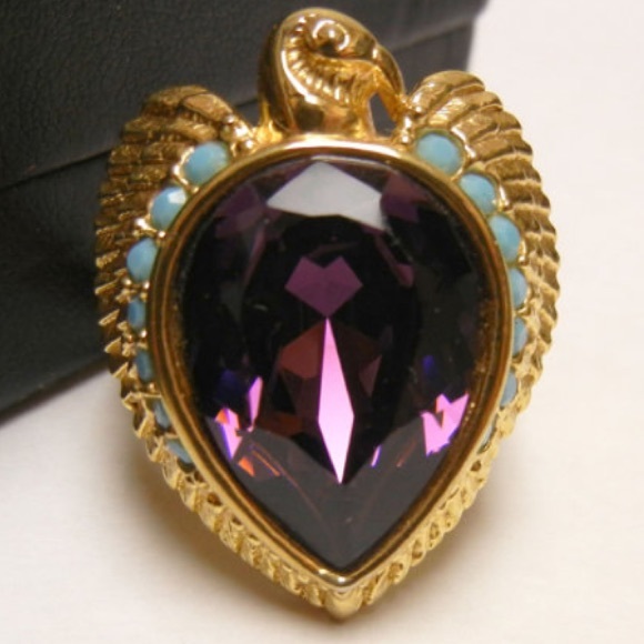 Ring. Amathyst & Turquoise Vintage Rare gold plate