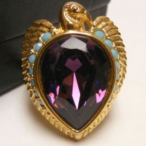 Ring. Amathyst & Turquoise Vintage Rare gold plate