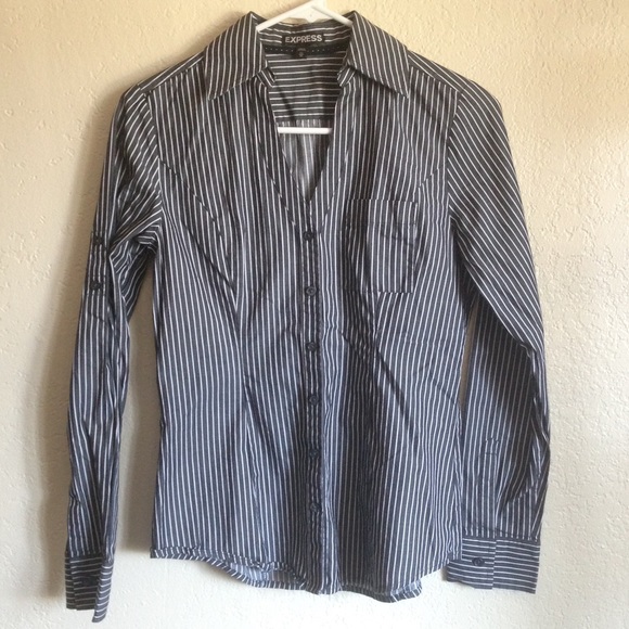 Stripe grey white button-up