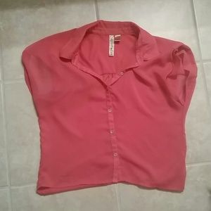 Coral button up top
