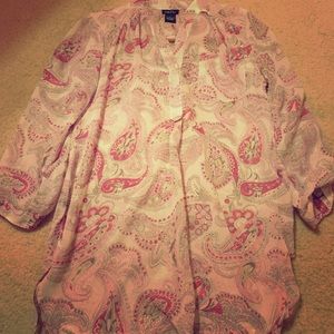 Pink purple and white Top