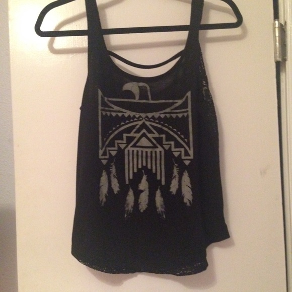 Super cute black tank with detailed back